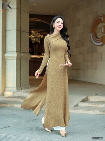 Áo dài thiên vân chất liệu vân mây cực lạ, kiểu cách sang LUDV2512006 ( Ko kèm quần + có kèm phụ kiện )