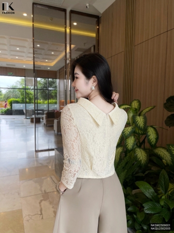 Áo ren cổ giếng súp gấu mới lạ, gọn gàng NKSM2509001