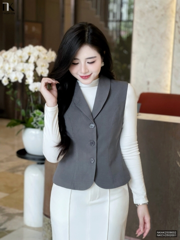 Gile 2 lớp cổ ve liền lịch sự, nhẹ nhàng NKAK2509002