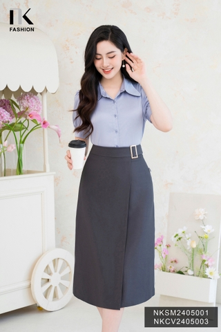 Sơ mi lụa cổ sen sóng NKSM2405001 kiểu dáng mới, thanh thoát, xinh nhẹ nhàng