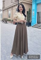 Quần Ống Rộng Nữ Giả Váy NK Fashion Công Sở Nữ Lưng Cao Dáng Suông Cao Cấp, Vải Nhập Hàn Mềm Mát NKQU2402001