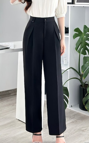 Quần Ống Rộng Cá Lệch Ly Súp NK Fashion Công Sở Nữ Thanh Lịch Vải Mềm Mịn NKQU2406001