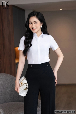 Áo Sơ Mi Cổ Đức Cộc Tay Dáng Cơ Bản nhiều màu sắc, phù hợp nhiều kiểu dáng NKSM2011007