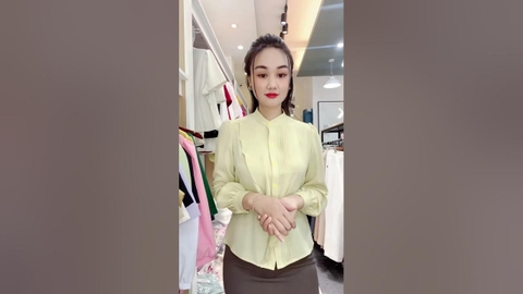 Áo Sơ Mi Cổ Tàu Bèo Dọc Thân NK Fashion Tiểu Thư, Nữ Tính Thời Trang NKSM2309003