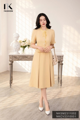 Áo Sơ Mi Nếp Cúc Ngọc Bèo Cổ Sang Trọng, Nữ Tính NKSM2311002