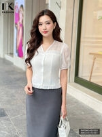 Áo Sơ Mi Phối Tơ  Tiểu Thư NK Fashion Công Sở Nữ, Cách Điệu, Thanh Lịch, Trẻ Trung NKSM2402003