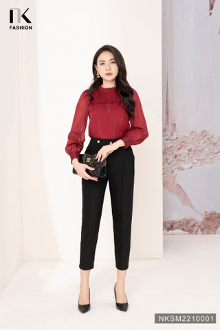 NK FASHION Áo Sơ Mi Dài Tay Bèo Ngực NKSM2210001