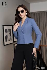Áo Vest Công Sở Nữ NK Fashion Thiết Kế Dáng Lửng Dài Tay Kèm Cúc Bọc, Chất Liệu Nhập Hàn Cao Cấp NKFAK2109003