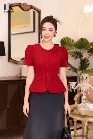 Áo Kí Giả Dáng Peplum Trơn Nơ Cổ NKFSM2305029