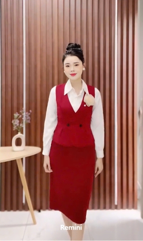 UK FASHION ÁO GILE PEPLUM 2 CÚC THỜI TRANG CÔNG SỞ NỮ UKAK2407005