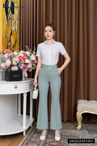 Quần ống loe UK Fashion Công Sở Nữ Thanh Lịch Vải Mềm Mịn UKQU2301001