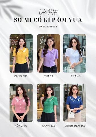 Áo Sơ Mi Cổ Kép UK Fashion Chất Liệu Cao Cấp, Lên Form Đứng Dáng. trẻ trung cho các nàng công sở UKSM2306018