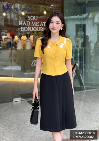 Áo Sơ Mi Cổ Kép UK Fashion Chất Liệu Cao Cấp, Lên Form Đứng Dáng. trẻ trung cho các nàng công sở UKSM2306018