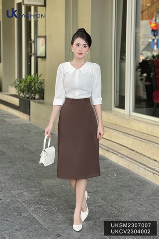 Áo Sơ Mi Cổ Kép Tròn Nẹp Cúc UK Fashion Chất Liệu Cao Cấp, Lên Form Đứng Dáng UKSM2307007