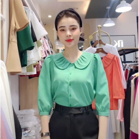 Sơ mi cổ xen xếp tay lỡ UK Fashion Thời Trang Công Sở Nữ Thanh Lịch, Style Hàn Quốc,chất liệu Cao Cấp UKSM2310012