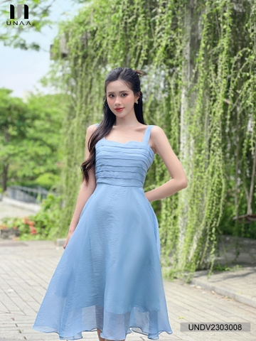 Đầm Tơ Xòe Xếp Thân 2 Dây Hở Lưng Đi Biển Unaa Fashion Maxi Cổ Vuông Mang Lại Vẻ Đẹp Dịu Dàng Và UNDV2303008