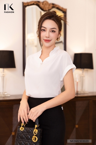 Áo Sơ Mi Lụa Dáng Suông Cổ Neo Song NKSM2303020