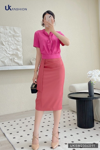 Áo Sơ Mi Bo Gấu Vạt Cổ UK Fashion Chất Lụa Cao Cấp, Mềm Mát UKSM2306011