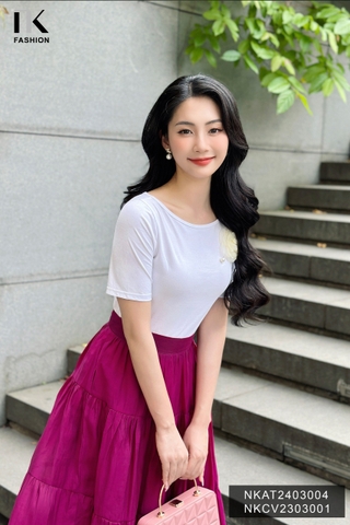 NK Fashion Áo Thun Tay Lỡ Cổ Thuyền Trẻ Trung, Thoải Mái NKAT2403004
