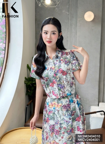 NK Fashion Áo Sơ Mi Thơ Hoa Dior Sang Chảnh, Nữ tính NKSM2404010 ( Không kèm chân váy)