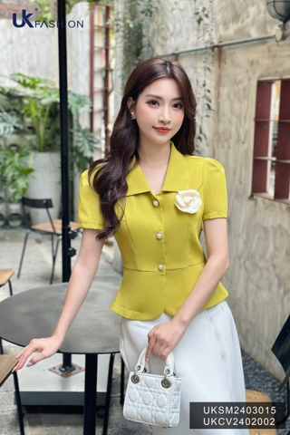 Áo Kí Giả UK Fashion Cổ Nhọn Vạt Tròn Sang Trọng, Thanh Lịch UKSM2403015