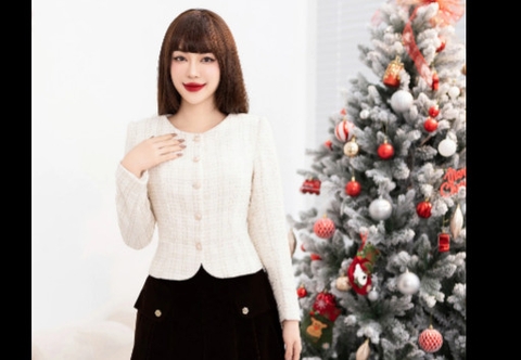 Áo Khoác Dạ Text Cổ Trơn, Sang Trọng, Thanh Lịch NKAK2311009