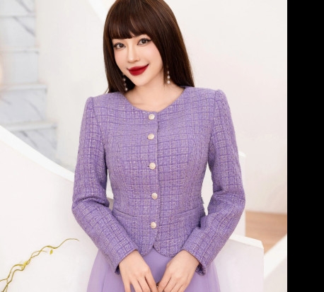 Áo Khoác Dạ Text Cổ Trơn, Sang Trọng, Thanh Lịch NKAK2311009