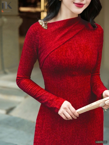 Áo dài thiên vân chất liệu vân mây cực lạ, kiểu cách sang LUDV2512006 ( Ko kèm quần + có kèm phụ kiện )