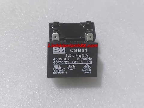 Tụ Quạt Điều Hòa 1.5uf 450v Chân Jack, Mới, Chính Hãng 100%
