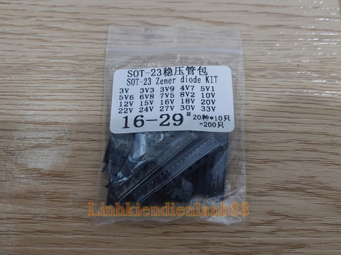 Combo 20 loại diode zenner dán 3 chân sot23 mỗi loại 10 cái!