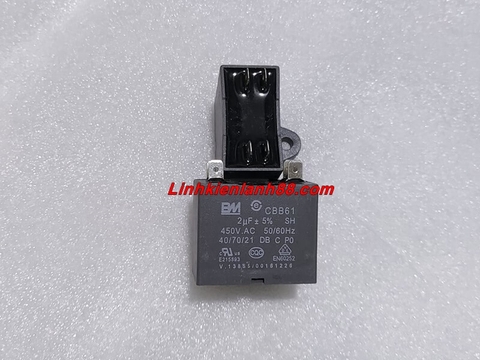 Tụ Quạt ĐIều Hòa 2uf 450v Chân Jack, Mới, Chính Hãng 100%