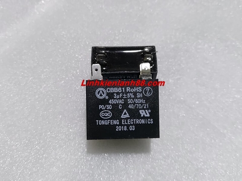 Tụ Quạt Điều Hòa 3uf 450v Chân Jack, Mới, Chính Hãng 100%