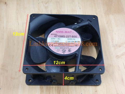 Quạt tản nhiệt AC 220V - 14/13W 4715MS-22T-B50 12cm x 12cm x 4cm Chính Hãng