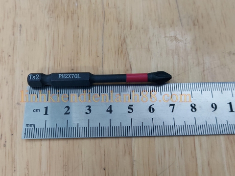Đầu mũi Vít 4 cạnh PH2x70L dài 70mm từ tính (1 đầu 4 cạnh 1 đầu lục lắp máy bắn vít.).
