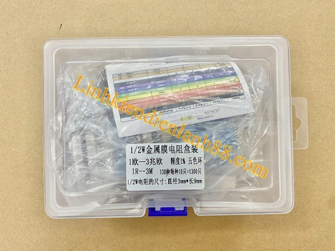 Combo trở cắm 1/2W ( 130 loại mỗi loại 10 cái ) từ 1R đến 3M.