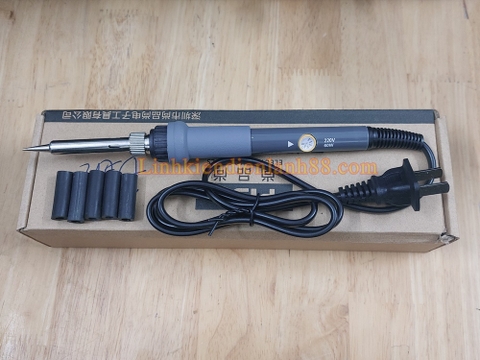Mỏ Hàn Nhiệt Cầm Tay Chỉnh Nhiệt Độ Màu Ghi 60w ( Tặng Kèm 5 Đầu Bịt Hút Thiếc )