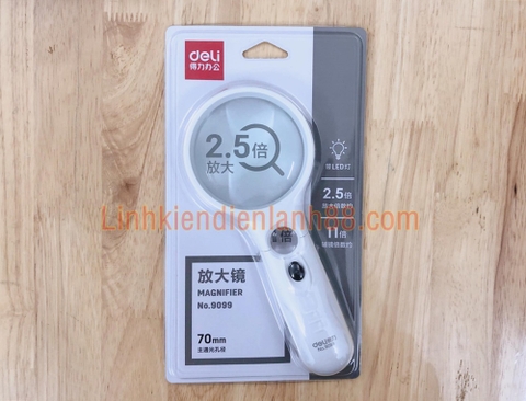 Kính lúp có đèn Deli màu trắng No.9099 mới chính hãng !