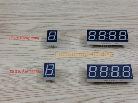 LED 7 THANH 1 SỐ 8 MÀU ĐỎ 0.56 INCH  A ( DƯƠNG) CHUNG 5161BS