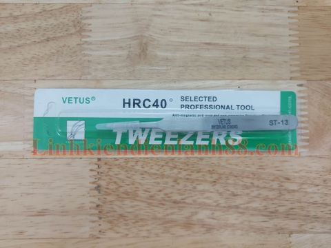 Nhíp Bẹt Tweezers Hợp Kim Thép Không Gỉ ST-13, Chống Từ Tĩnh Mới, Chính Hãng.