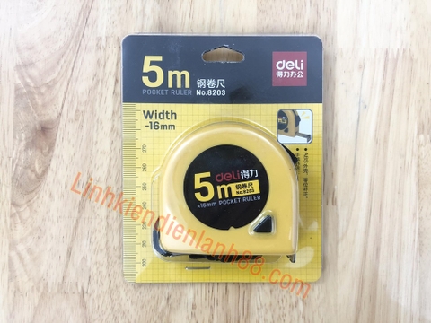 Thước Cuộn Thép Deli 5m*16mm Mới, Chính Hãng 100%.