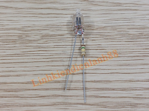 Đèn neon báo đỏ F6 6mm 220v hàn sẵn điện trở 1 bên chân mới!