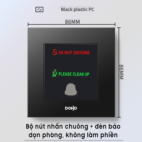 Bộ công tắc chuông và hiển thị "Dọn phòng - Không làm phiền" K50Đ-88041 màu đen