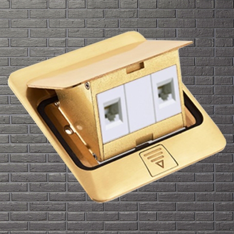 Bộ ổ cắm âm sàn gồm hạt mạng + hạt mạng DoBo F88-888806S ( Màu Vàng Gold có kháng nước)