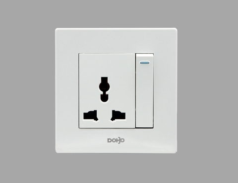 Bộ ổ cắm 3 chấu + công tắc đơn đảo chiều  K50-88014