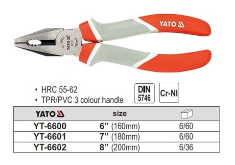 Kìm điện răng vuông Yato YT-6600 (6inch 160mm)