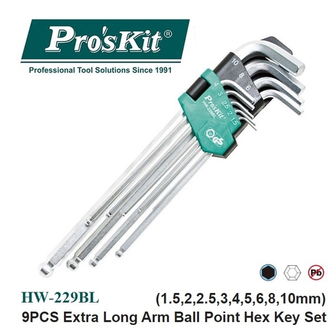 Bộ lục giác Proskit HW-229BL (1.5,2,2.5,3,4,5,6,8,10mm)