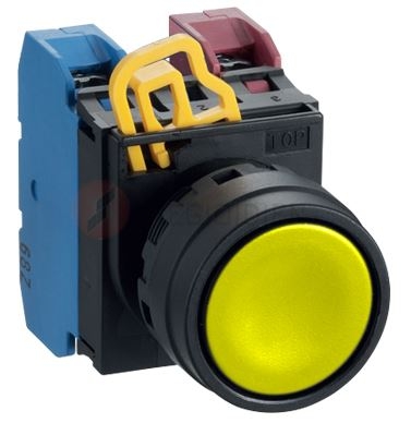 Nút nhấn nhả không đèn Ø22 1NO 1NC màu vàng IDEC YW1B-M1E11Y