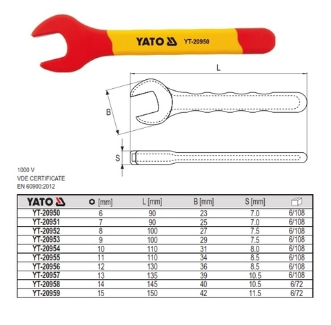 Cờ lê miệng cách điện YATO YT-20950 (6mm)