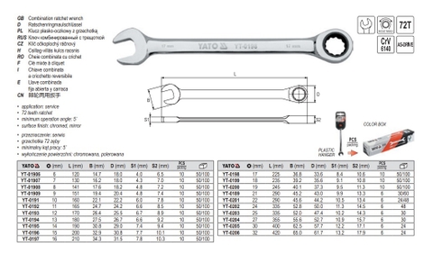 Cờ lê vòng miệng tự động (bóng) 10mm Yato YT-0191