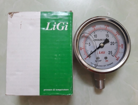 Đồng hồ đo áp suất có dầu 10kg mặt 63